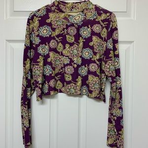 Floral high neck crop top